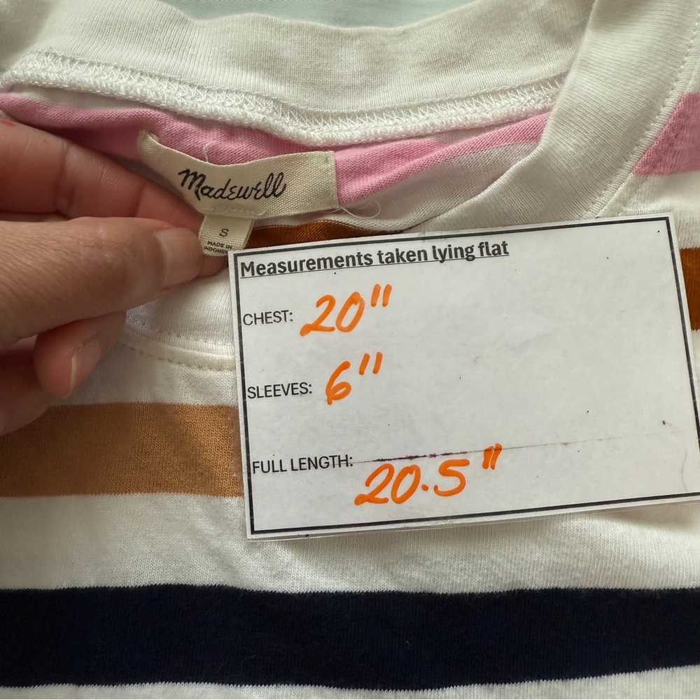 Madewell Easy Crop Tee in Beatrice Stripe- Size S - Picture 6 of 7